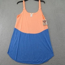 TYR Womens Santorni Swim Cover Up Orange Blue Color Block Dress Scoop Neck M New