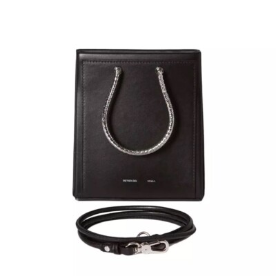 PETER DO MEDEA MINI EVENING BAG BLACK WITH SILVER STAINLESS STEEL HANDLES