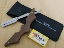 Professional Batman Wood Handle Straight Razor Cut Throat Barber Salon + Blades 