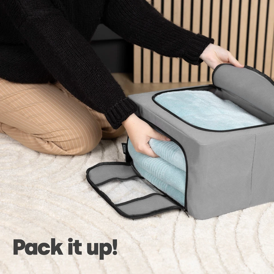 3PC Underbed Clothes Storage Bags Zipped Organizer Wardrobe Cube Closet Boxes - Image 2 of 4