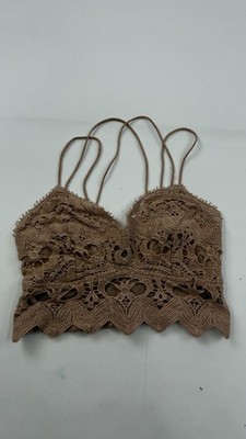 Free People Bralette Womens Small Beige Lace Crochet Boho FP One Crop Top