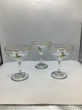 Set Of 3 Vintage Babycham Glasses With Gold Colour Rim