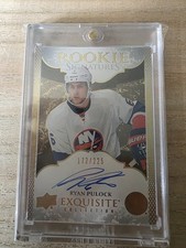 2016-17 UD Exquisite RYAN PULOCK Rookie Signatures ON-CARD AUTO /225 #ERS-RP NYI. rookie card picture