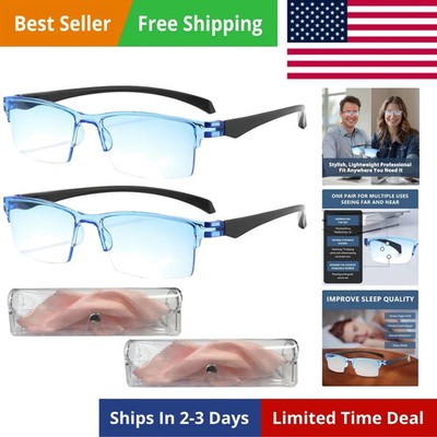 2 Pcs Auto Focus Reading Glasses, Self-Adjusting Presbyopia, Anti-Blue Light