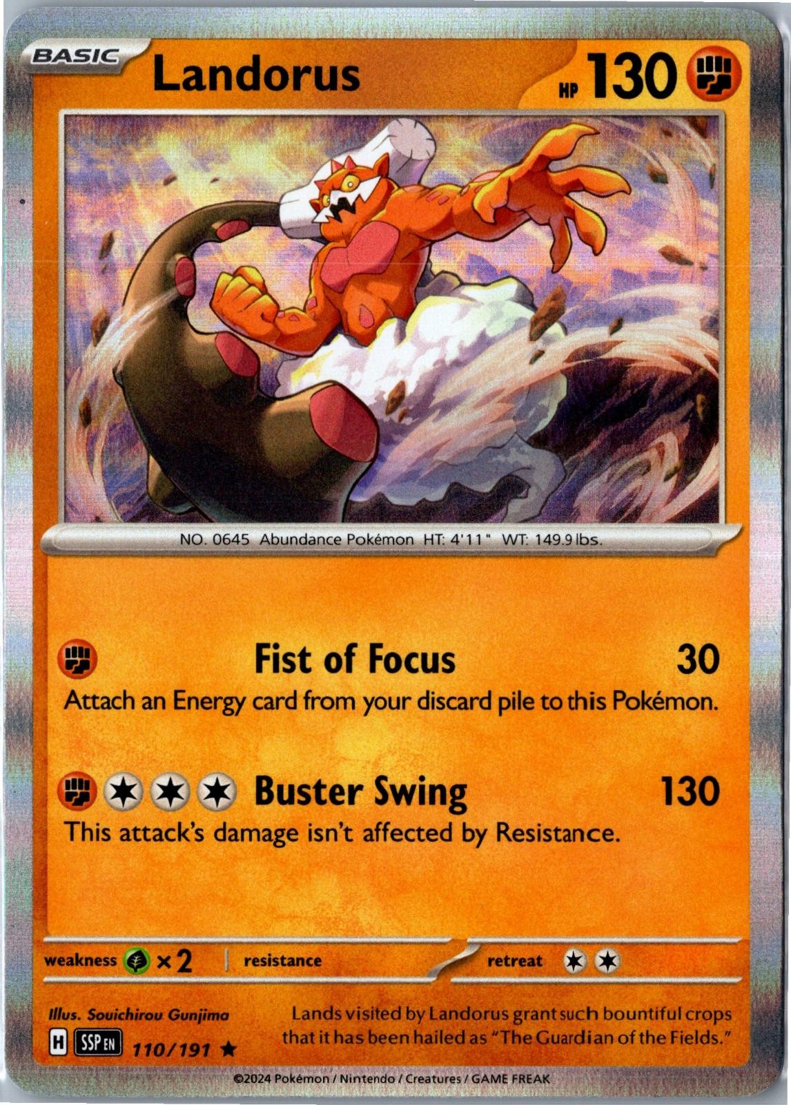 Pokemon Card - Landorus Surging Sparks 110/191 2024 Rare Holo Lightly Played