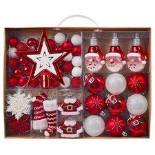 Valery Madelyn Christmas Ornaments Set, 70ct Red and White Shatterproof Chris...