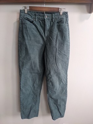 American Eagle Corduroy Jeans Womens 8 Green Mom Straight Stretch Zip Fly Spring