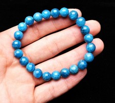 8.6mm Natural Gem quality Light Blue Apatite Crystal Round Beads Bracelet AAA