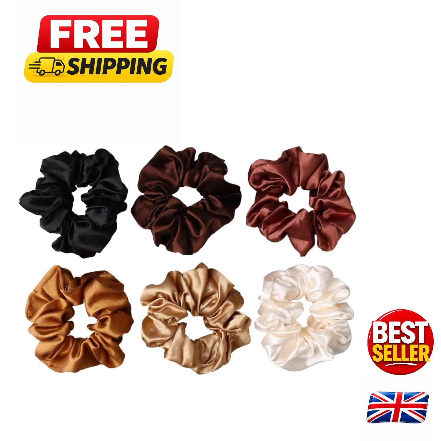 6 Pieces Hair Scrunchies, Satin Elastic Soft Hair Ties Scrunchy Hair Bands fo...