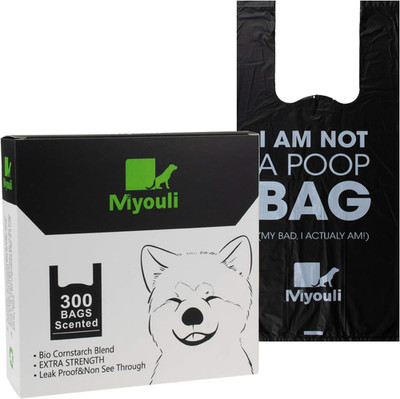 300 Counts Extra Thick Black Pet Poop Waste Bags with Handles for Dogs Ocean Win