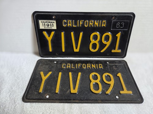 Vintage 1963 - 1969 California License Plate Pair - Not Checked if DMV Clear