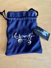 NWT Emporio Armani Sterling Silver Heart Dangle Earrings Luxury jewelry Designer
