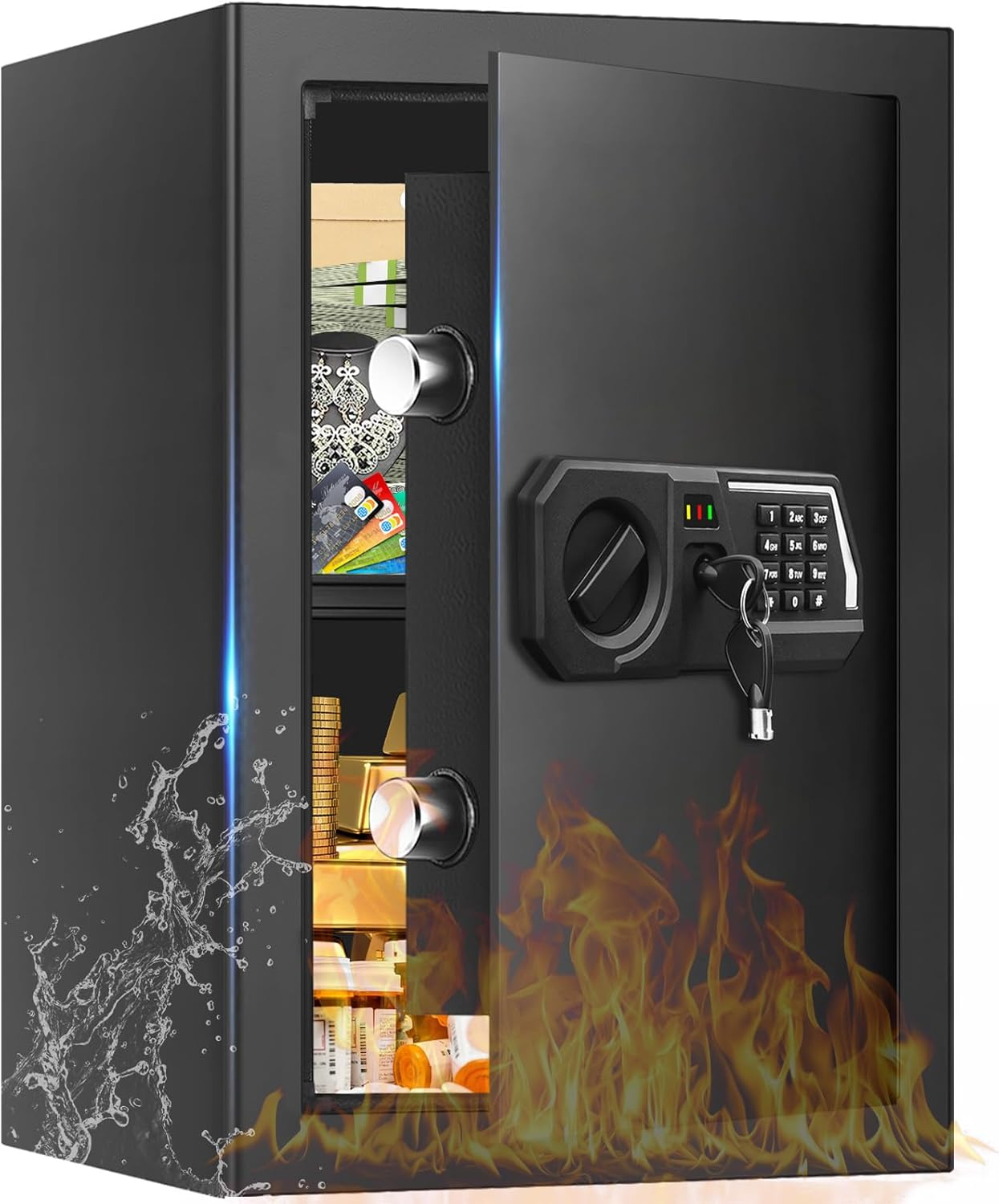 3.4 Cub Large Safes for Home Use, Digital Home Safe Box Fireproof ...
