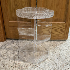 Clear Rotating Acrylic Jewelry/Makeup Organizer Carousel, adjustable shelves