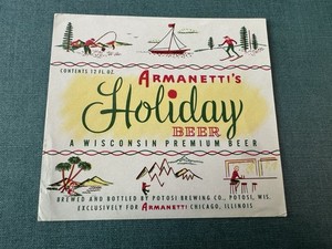 Potosi Wis Brewing Co Armanettis Chicago Holiday 12 Beer Bottle Label 