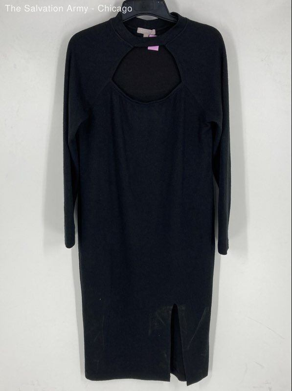 Chelsea Womens Black Crew Neck Long Sleeve Midi Sweater Dress Size XL