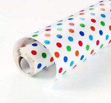 Self Adhesive Polka Dots Shelf Drawer Liner Vinyl 17.7"W x 78"L, Coorful