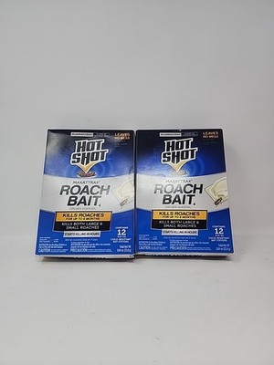 2 Hot Shot Roach Bait Child-Resistant Bait Stations 12 Ct, 24 Stations. New 