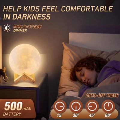 3D 8cm Wireless Moon Lamp Night Light Small Gift for All Occasions This 3D wirel
