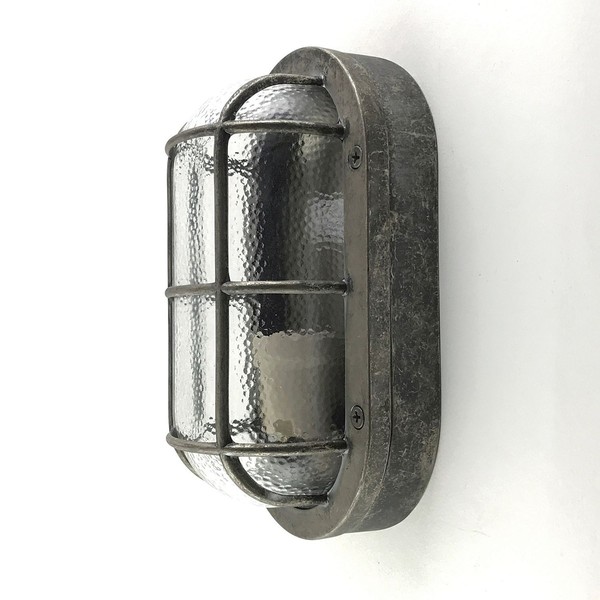 AußEnleuchte Feuchtraumlampe Messing Glas B: 23 Cm IP64 Oval E27 Maritim Wand-image