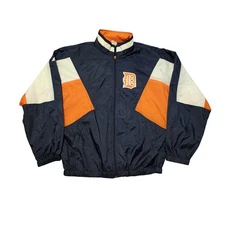 Vintage Detroit Tigers Jacket Mens Large Blue Orange MLB Baseball Apex One 90s
