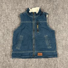 Forge Work Wear Vest Youth Small 5/6 Green Sherpa Lined Canvas Work Utility Flaw