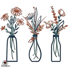 Rustic Farmhouse 3-Piece Metal Flower Wall Art Set   Perfect Housewarming Gift