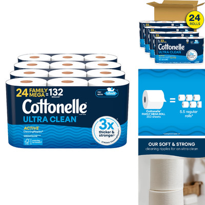 Cottonelle Ultra Clean Toilet Paper Active Cleaningripples Texture Strong Bath