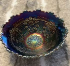 Vintage Fenton Art Carnival Glass 3-Footed Bowl - Amethyst Iridescent Finish