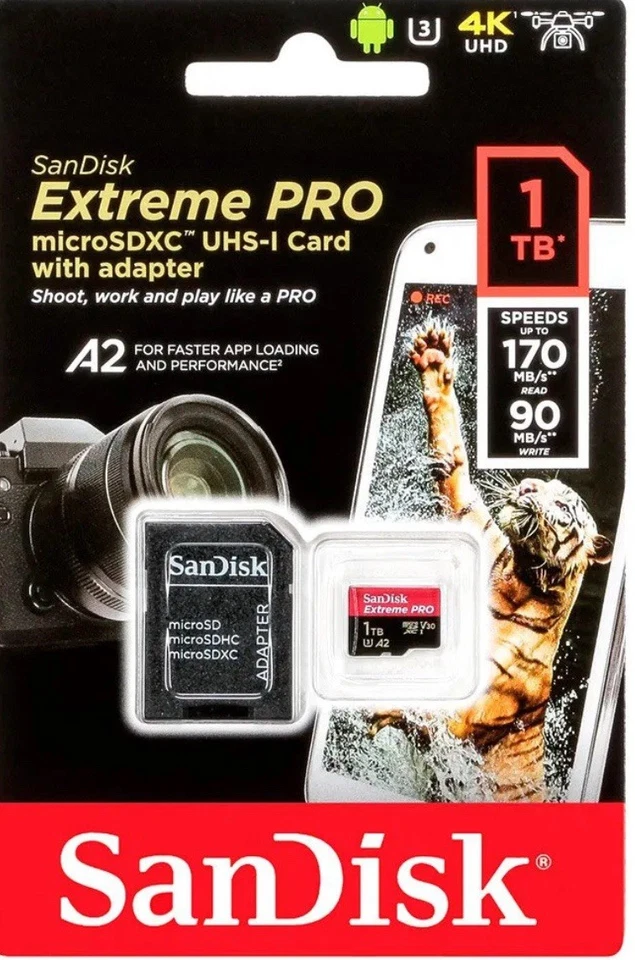 SanDisk Extreme PRO microSDXC 1TB A2 UHS-I 170MB/s inkl. Adapter