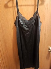 Vintage Vassarette Lingerie Sleep Night Gown Size 38 Black Lace Trim Classic 90s
