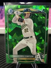 2025 Bowman Sapphire Chrome Will Simpson #BCP-35 Green /99 Athletics