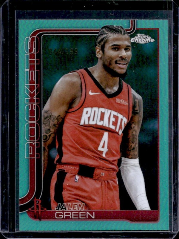 2025-26 Topps Chrome Jalen Green Aqua Refractor #/199 Rockets