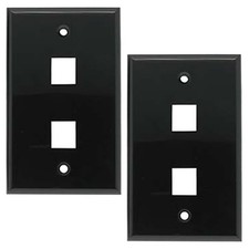 3 Pcs 2 Hole Port Keystone Jack Insert Wall Plate Faceplate 1-Gang Smooth Black