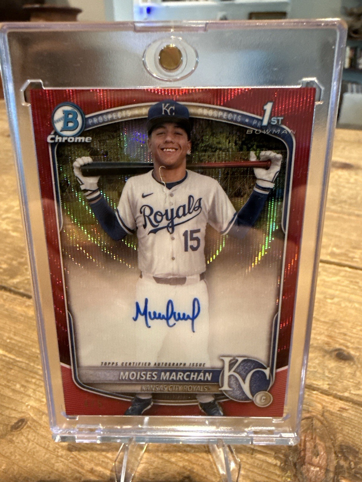 2025 Bowman Chrome Moises Marchan 1st Auto RED WAVE REFRACTOR /5 SSP (RC, AU)