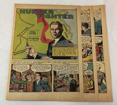 1942 JOHN EARL BAKER five page cartoon story ~ Red Cross In China Hunger Fighter