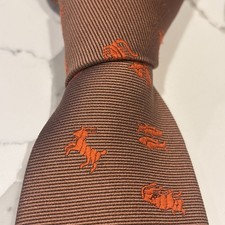 Cravatta collo Angelo Correlli vintage metà secolo segno zodiacale arancione marrone Italia seta