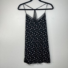 Victoria's Secret Slip Nightgown Floral Black Lace Trim Soft XS Nighty