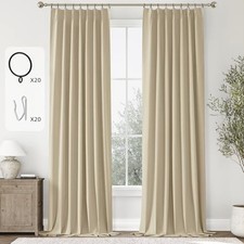 Pinch Pleated Blackout Curtains 96 inches Long 2 40"W x 96"L Pack of 2 Cream