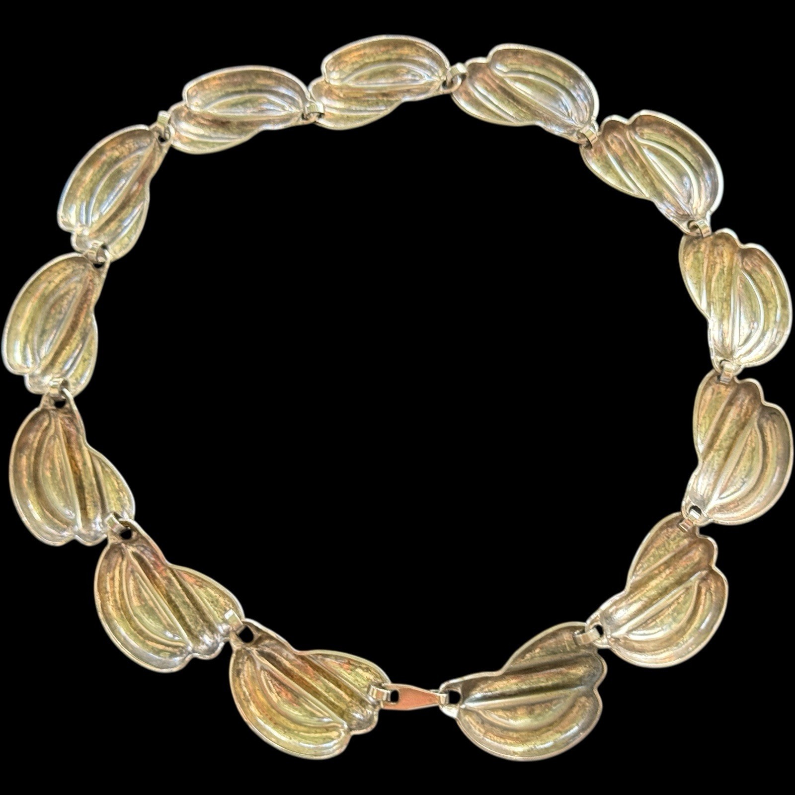 Vintage Silver Tone Panel Link Statement Collar N… - image 11