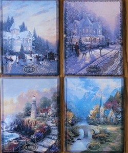 Thomas Kincaide Seasons of Reflection Set Of 4 Summer, Fall, Winter & Christmas