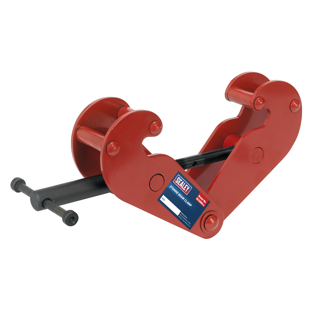 Sealey Beam Clamp 2 Tonne Adjustable Width 75-220mm Low Profile Red BC2000