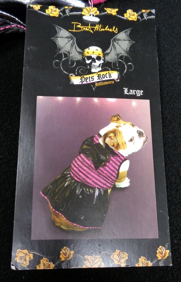 BRET MICHAELS Halloween Rosa y Negro Murciélago Vestido Perro Disfraz (L) (NUEVO) Foto 3 de 4