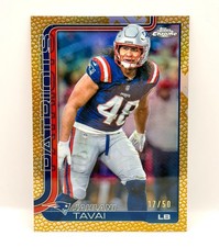2025 Topps Chrome Football JAHLANI TAVAI Football Leather Gold /50 #213 Pats SSP