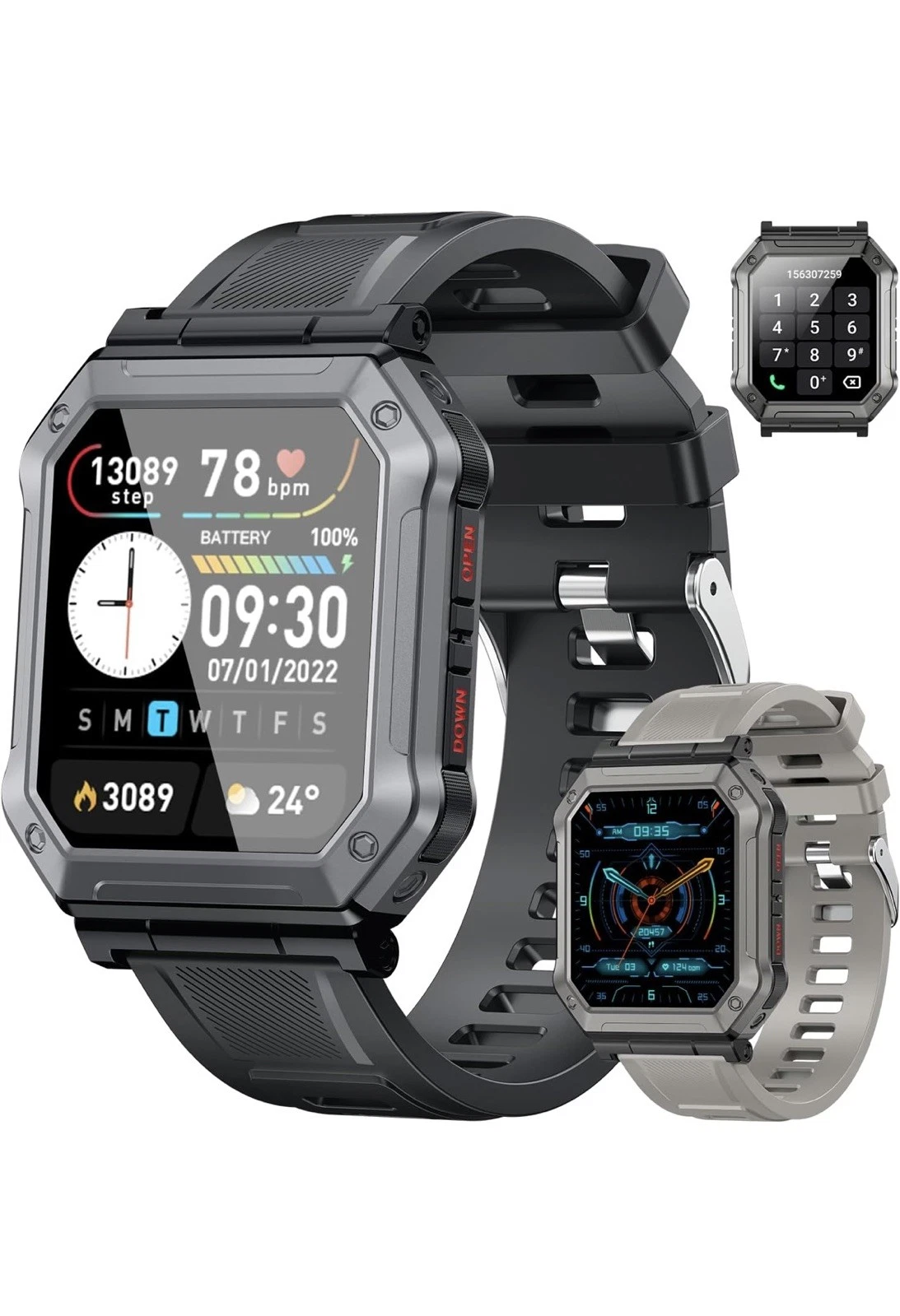 Smart Watch for Men Fitness TrackerMilitary Digital Mens Watches Bluetooth