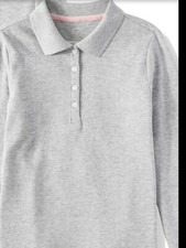 Wonder Nation Girls School Uniform Long Sleeve Interlock Polo
