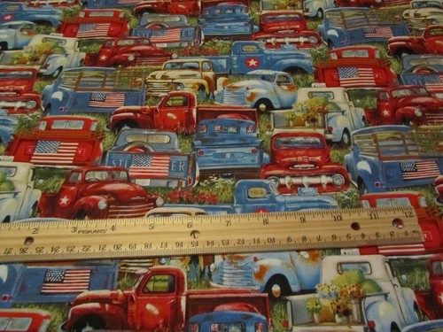 Camionetas pickup patrióticas multicolores/cuarto de julio embaladas tela de algodón por POR