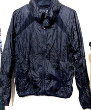 Zyia Windbreaker Jacket Black Active Full Zip Women's Size M hooded packable