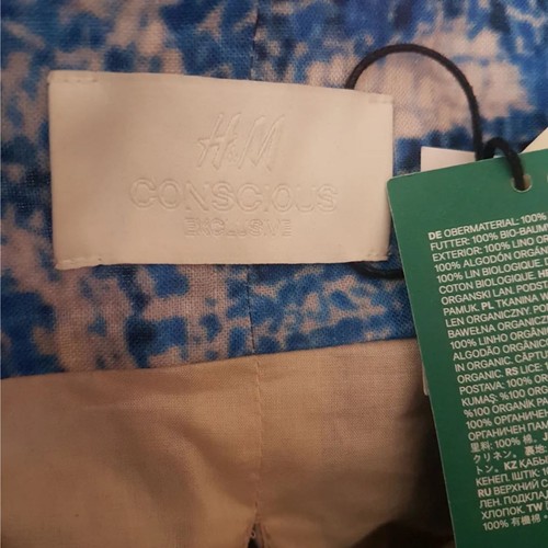 H&M Conscious EXCLUSIVE XS Mosaic-Patterned SOLD OUT! Linen Mini Dress NWT - Picture 12 of 12