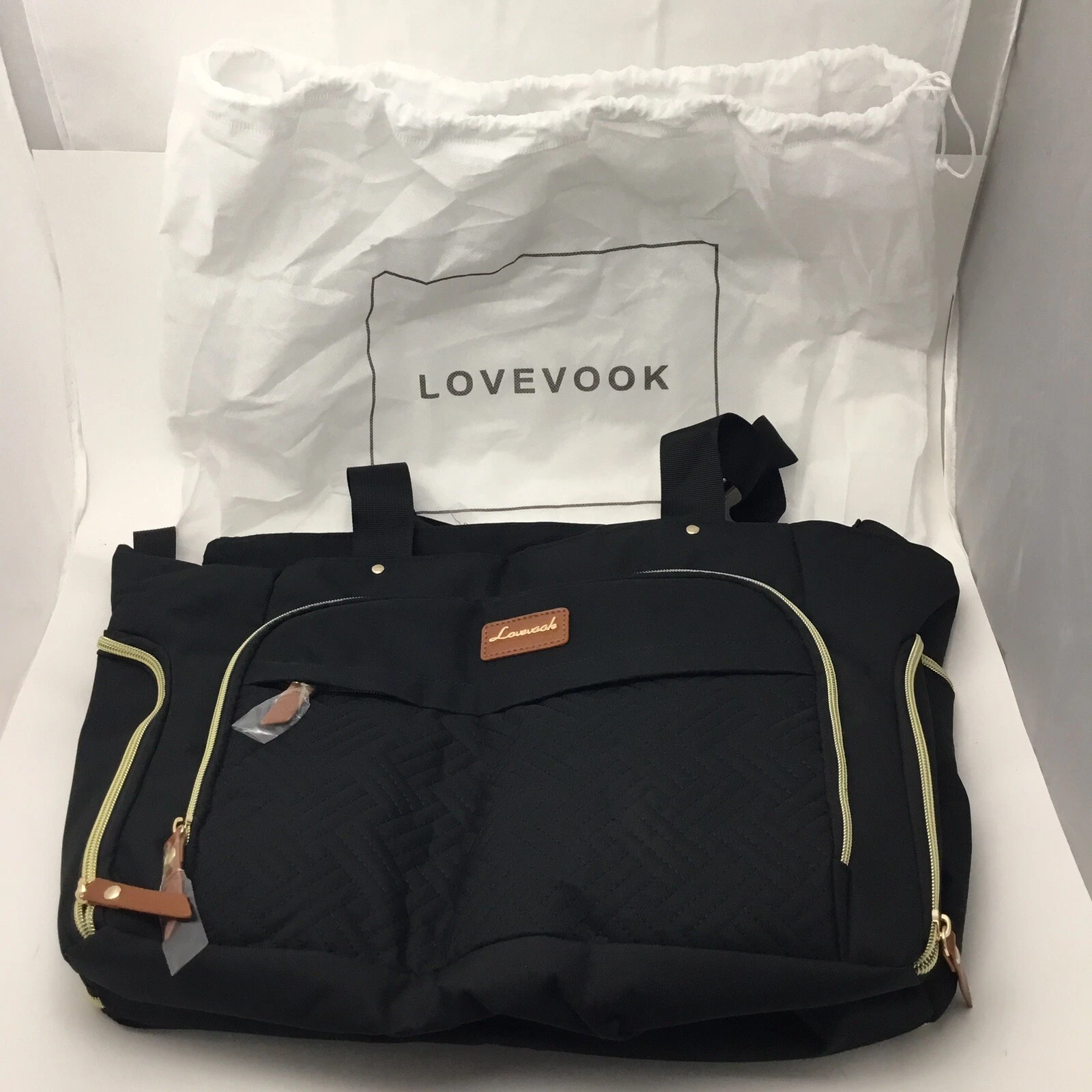 Lovevook Diaper Bag Travel Diaper Tote With Changing Pad For Travel Black